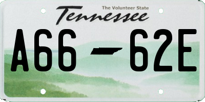 TN license plate A6662E