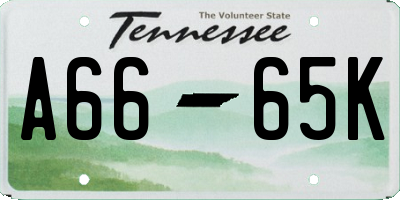TN license plate A6665K