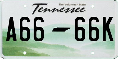 TN license plate A6666K