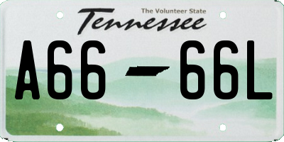 TN license plate A6666L