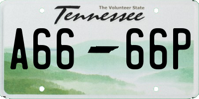 TN license plate A6666P