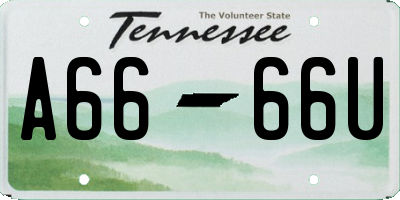 TN license plate A6666U