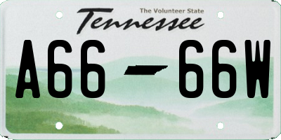 TN license plate A6666W