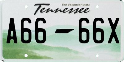 TN license plate A6666X