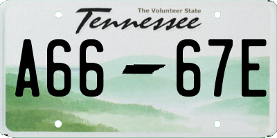 TN license plate A6667E