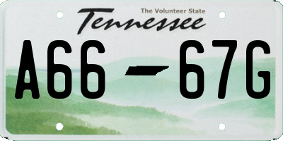 TN license plate A6667G