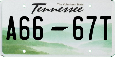 TN license plate A6667T