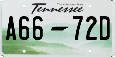 TN license plate A6672D
