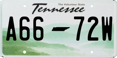 TN license plate A6672W