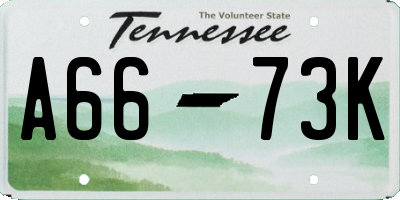 TN license plate A6673K