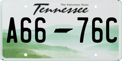 TN license plate A6676C