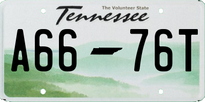 TN license plate A6676T