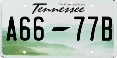 TN license plate A6677B