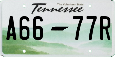 TN license plate A6677R