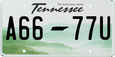 TN license plate A6677U