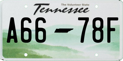TN license plate A6678F
