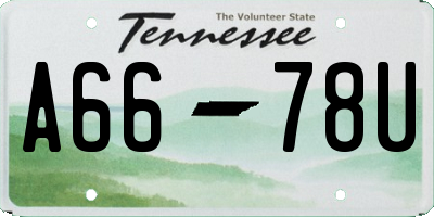TN license plate A6678U