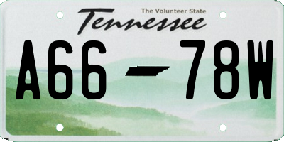 TN license plate A6678W