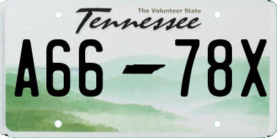 TN license plate A6678X