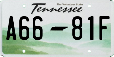 TN license plate A6681F