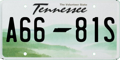 TN license plate A6681S