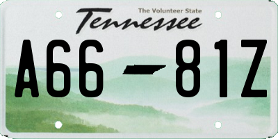 TN license plate A6681Z