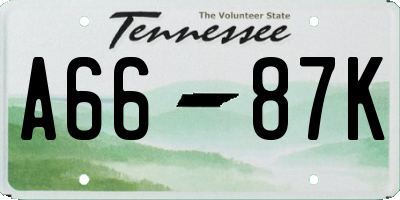 TN license plate A6687K