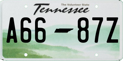 TN license plate A6687Z