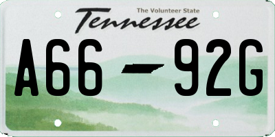 TN license plate A6692G