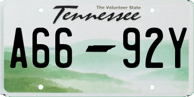 TN license plate A6692Y