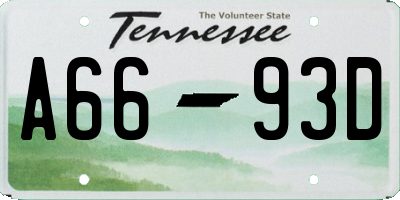 TN license plate A6693D