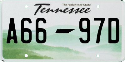 TN license plate A6697D