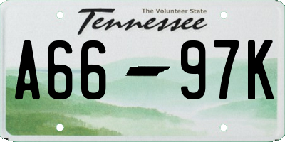 TN license plate A6697K