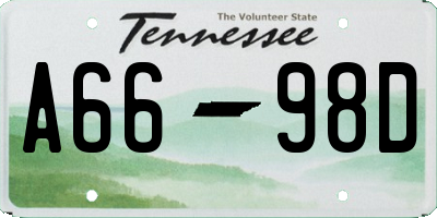 TN license plate A6698D