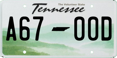 TN license plate A6700D
