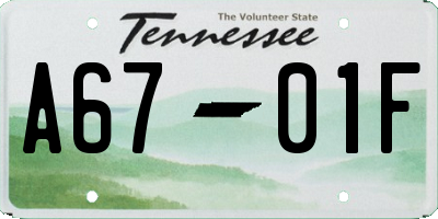 TN license plate A6701F