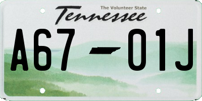 TN license plate A6701J