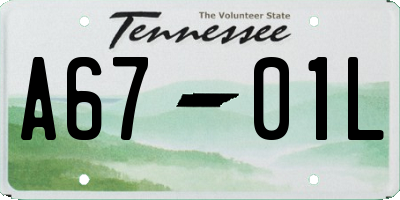 TN license plate A6701L