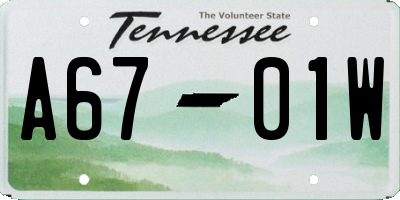 TN license plate A6701W