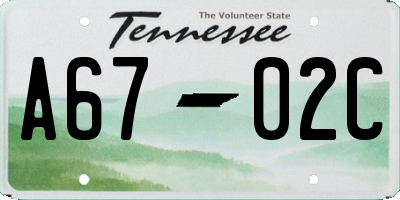 TN license plate A6702C