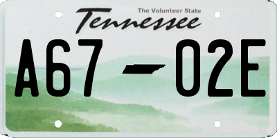 TN license plate A6702E