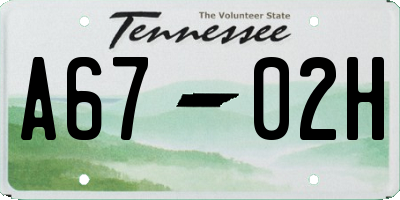 TN license plate A6702H