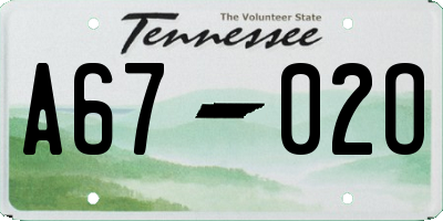 TN license plate A6702O