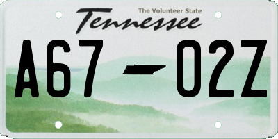 TN license plate A6702Z