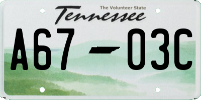 TN license plate A6703C