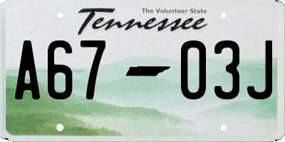 TN license plate A6703J