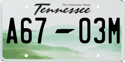 TN license plate A6703M
