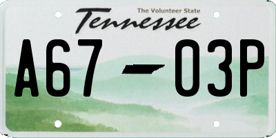 TN license plate A6703P