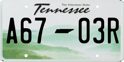 TN license plate A6703R