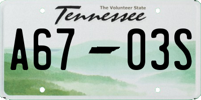 TN license plate A6703S